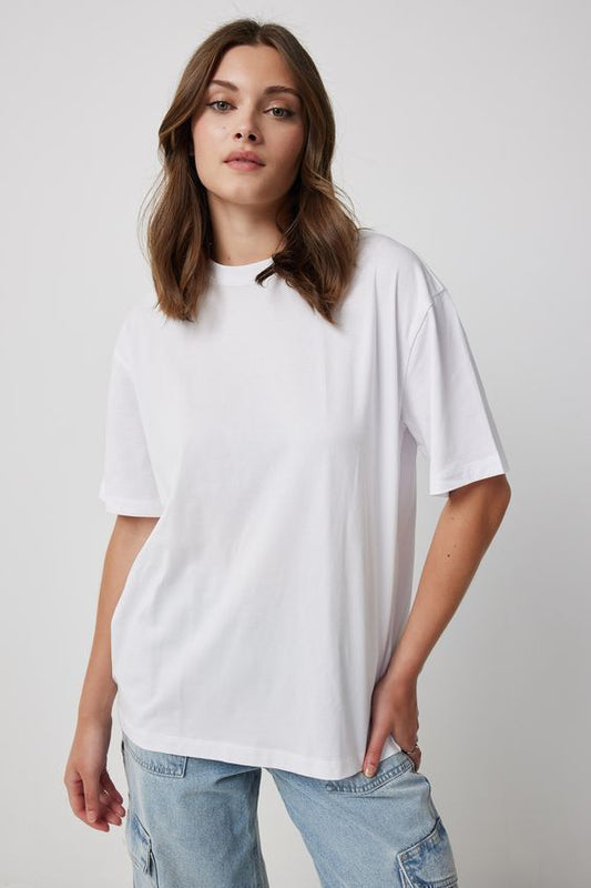Off-White Plain Oversized Drop Shoulder T-Shirt